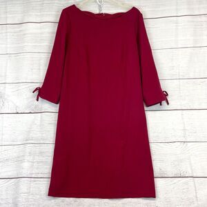 Talbots Burgundy High Neck Knee Length Dress Fully Lined size 8